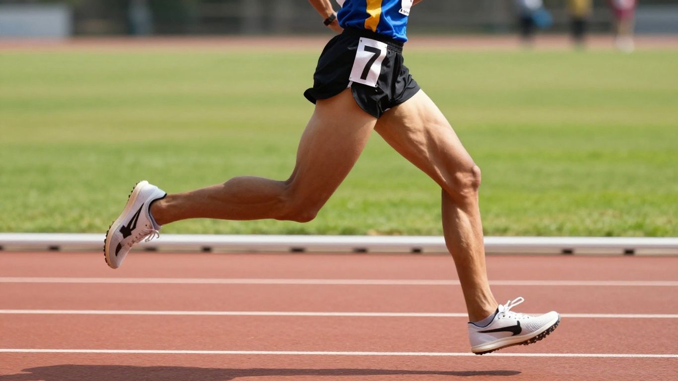 Runner in stride on a track.
