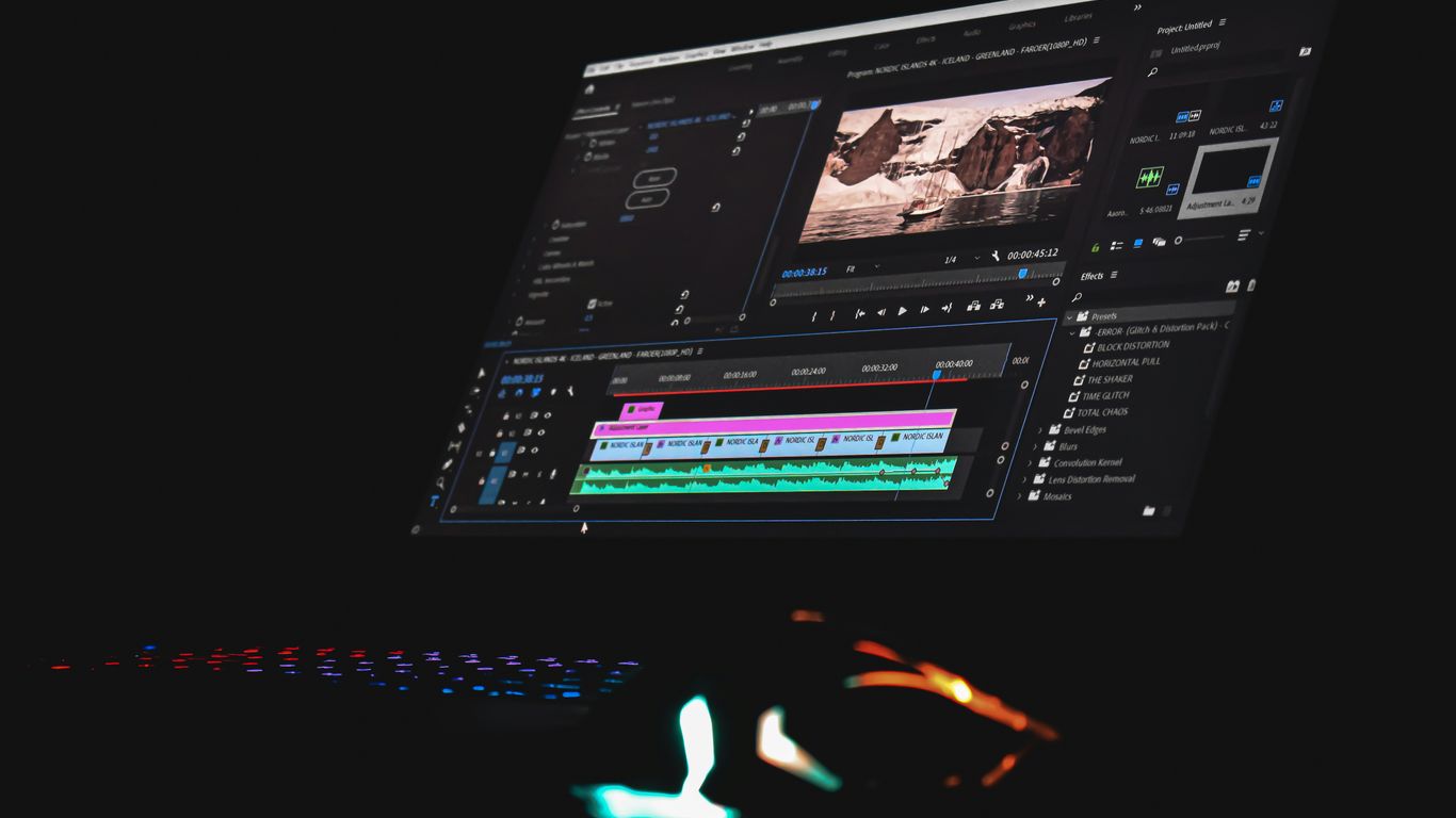 Laptop showing a training video timeline