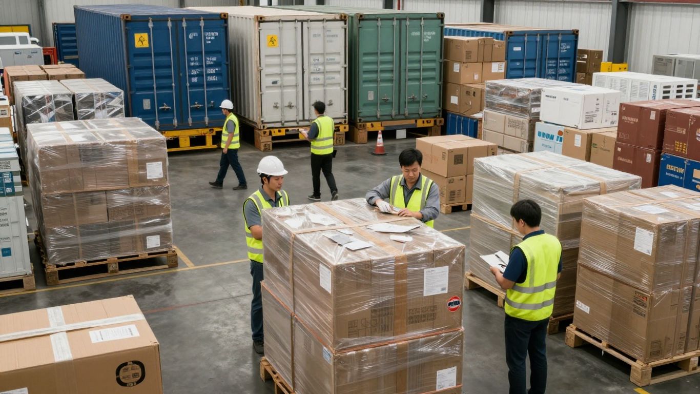 Canton Fair sourcing agent overseeing warehouse consolidation and shipping