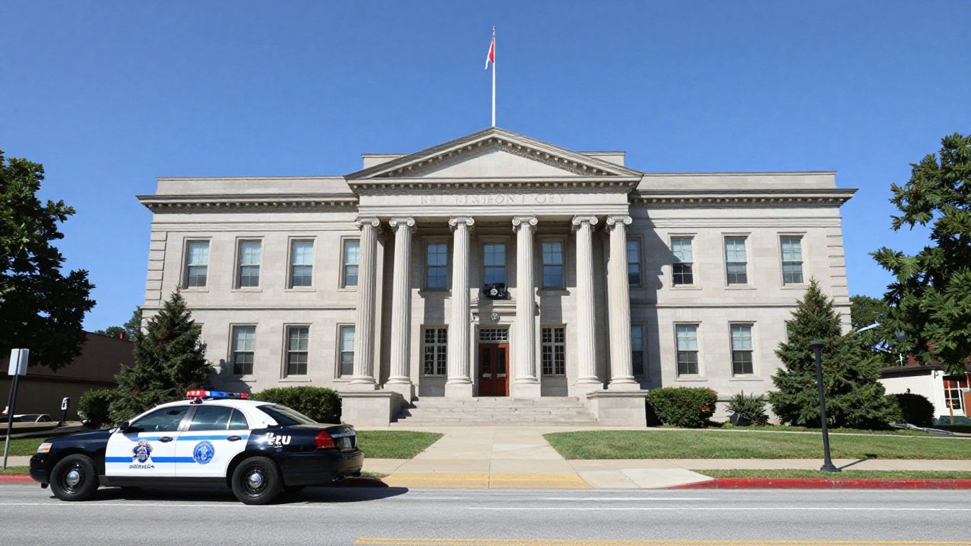 Pennsylvania courthouse with police car