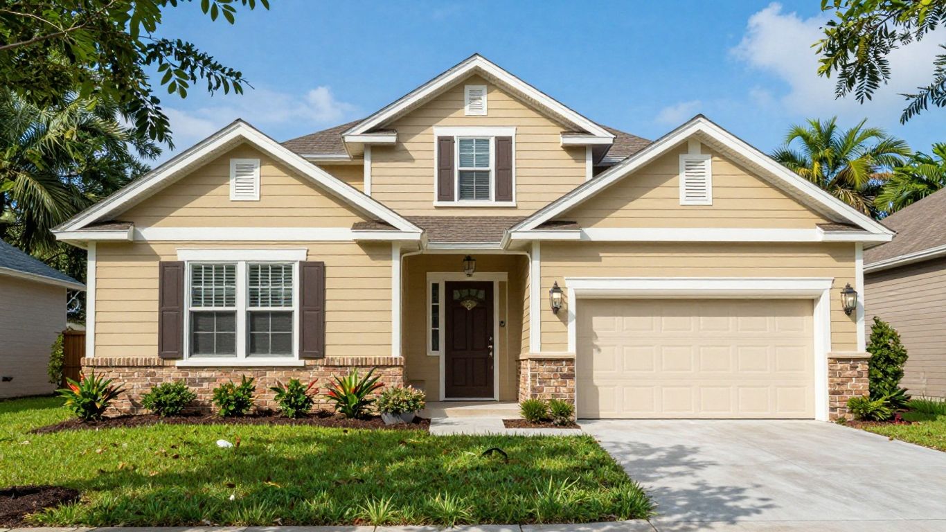 Orlando home exterior with fresh paint and landscaping.