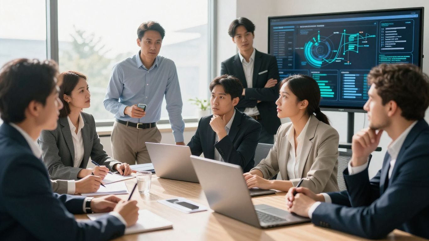 Business professionals planning SEO strategy for 2026.