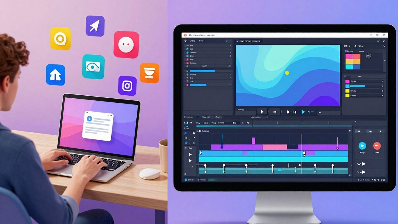 BIGVU social video maker interface and user