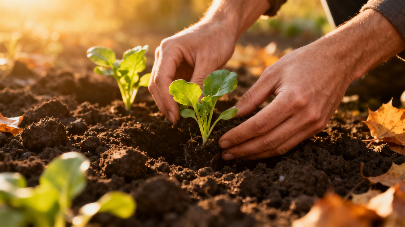 Frisches Gemüse im herbstlichen Beet