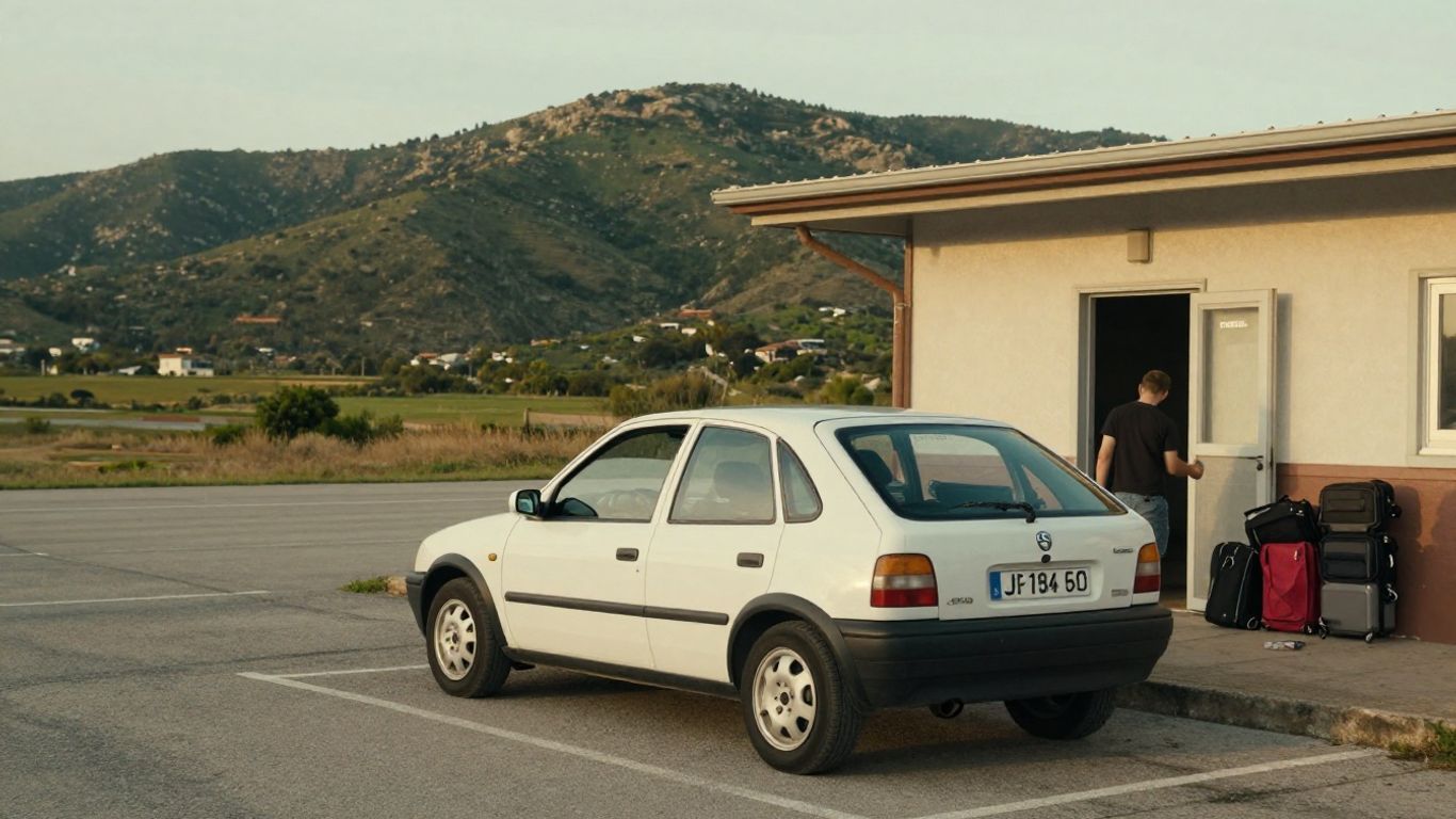 Rental car ready near a Corsican airport