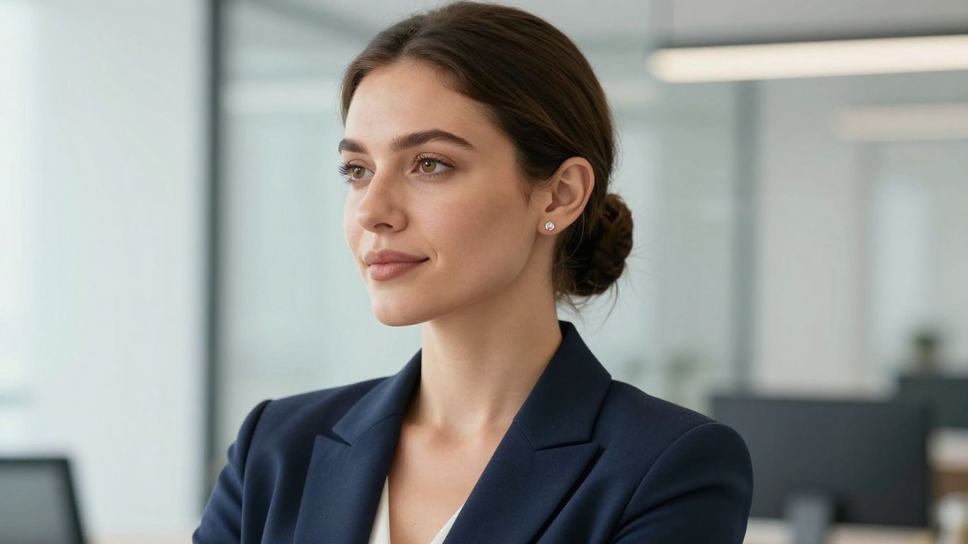 Diamond studs styled with a workday outfit