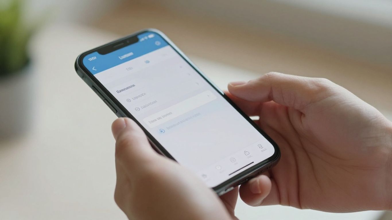 Smartphone login screen with user interaction.