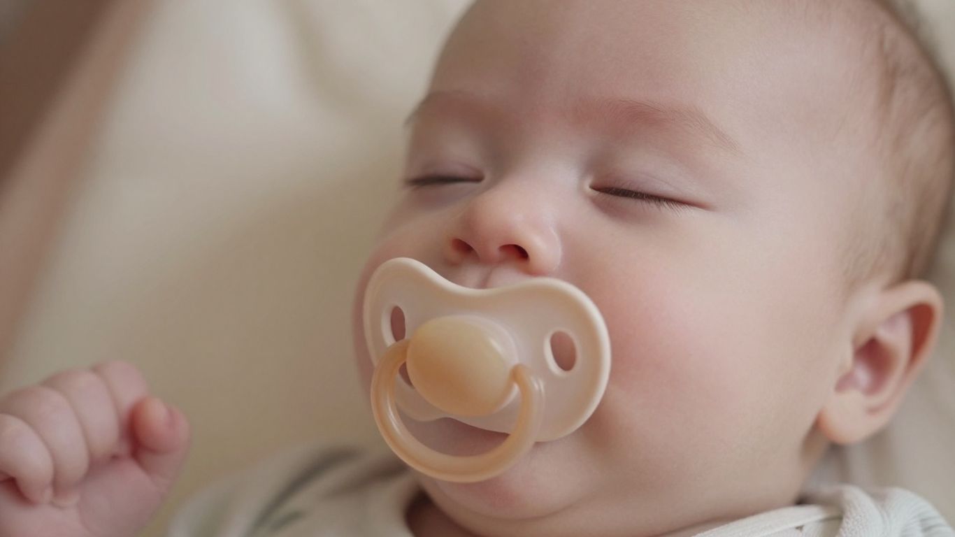 Bebé feliz con chupete de látex Suavinex.