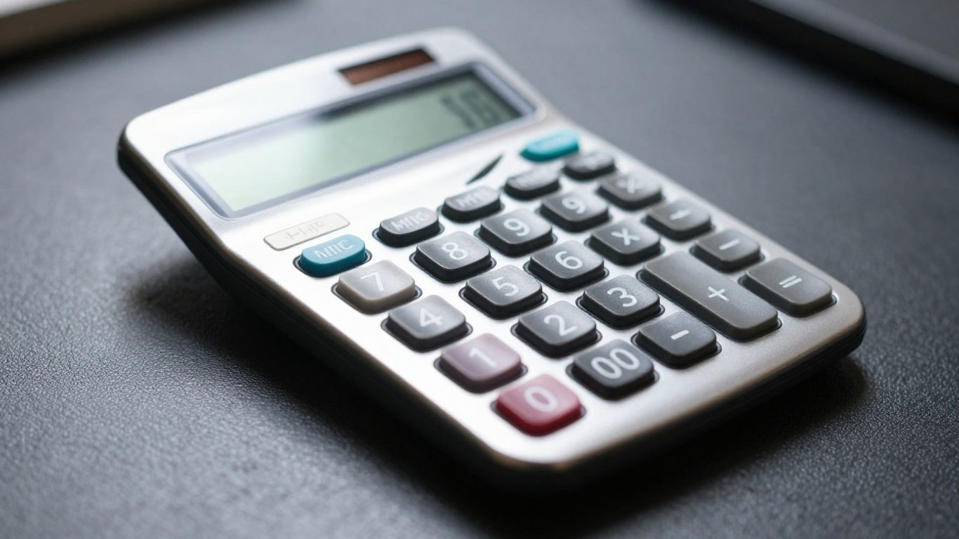 Modern crypto calculator with glowing digital display.