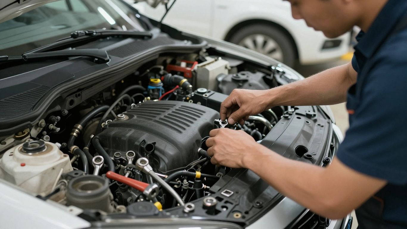 Mechanic working on car engine in Dandenong