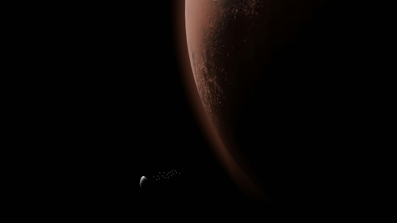 an artist's rendering of a red planet in space
