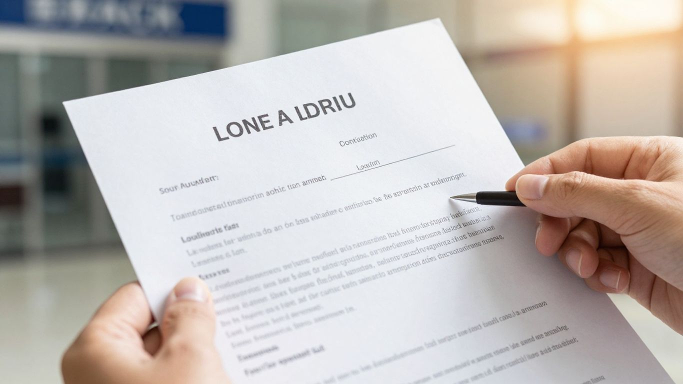 Person holding a loan document with sunlight.