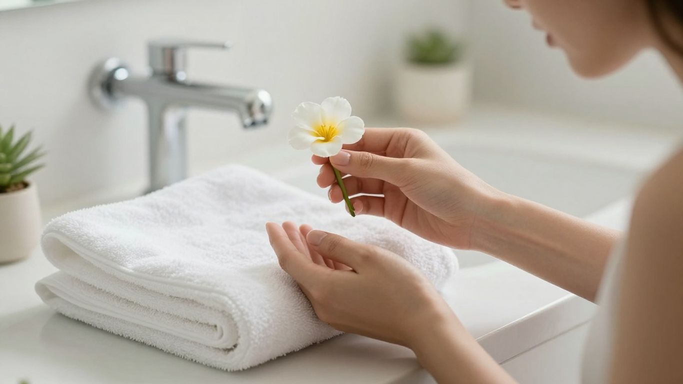 Mulher com flor, símbolo de saúde e bem-estar íntimo.