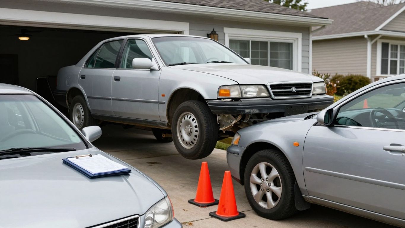 Tow truck loading an old car for recycling