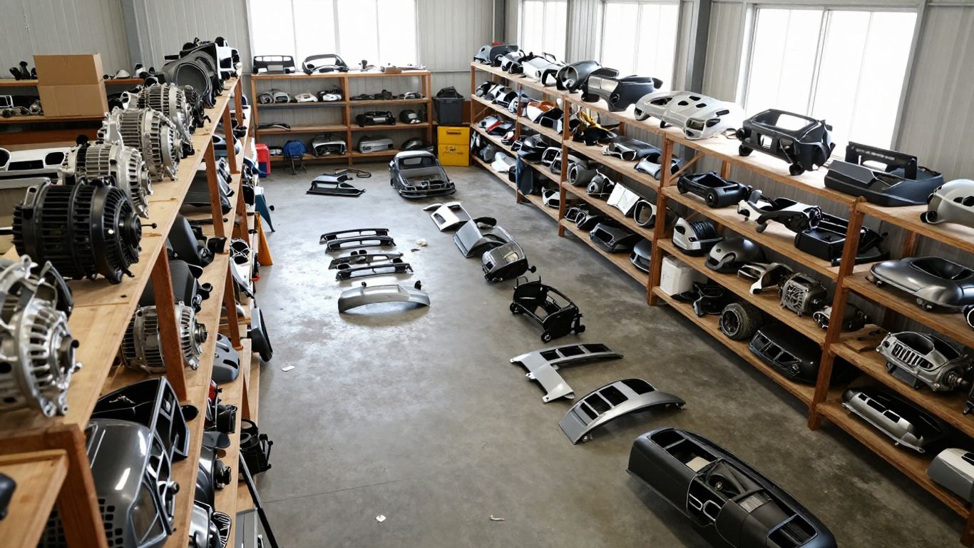 Interior view of a salvage warehouse