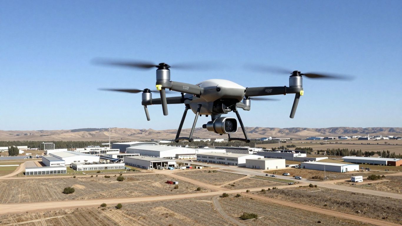 Drone conducting field site surveillance