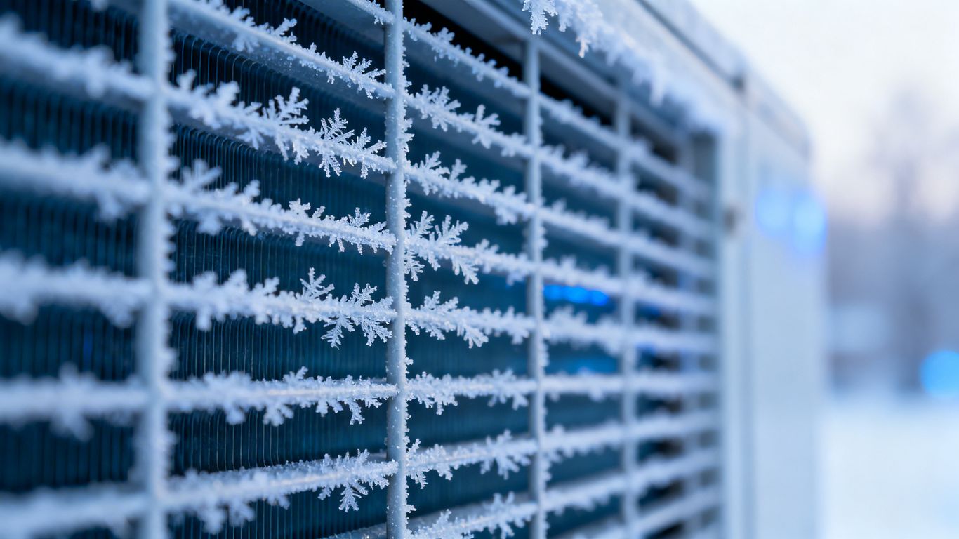 Frost on AC coils on a cold spring night.