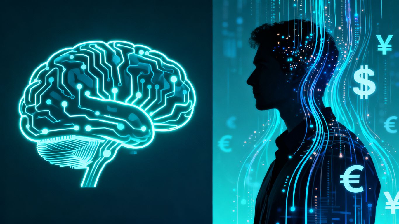 AI influencing salary decisions with data streams.