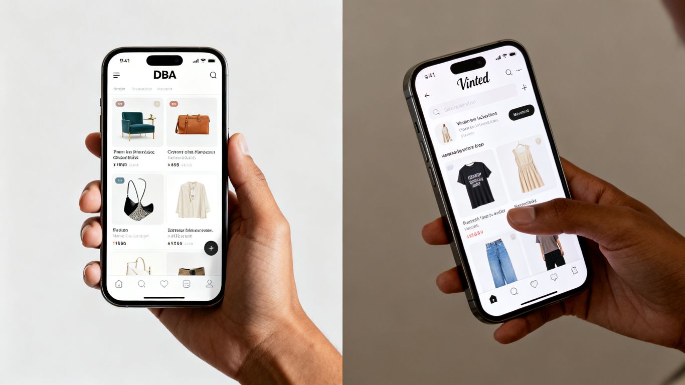 DBA og Vinted apps på smartphones.