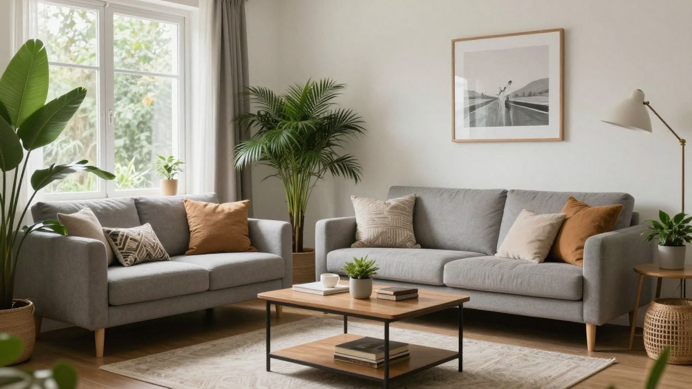 Modern, cozy Airbnb living room with inviting decor
