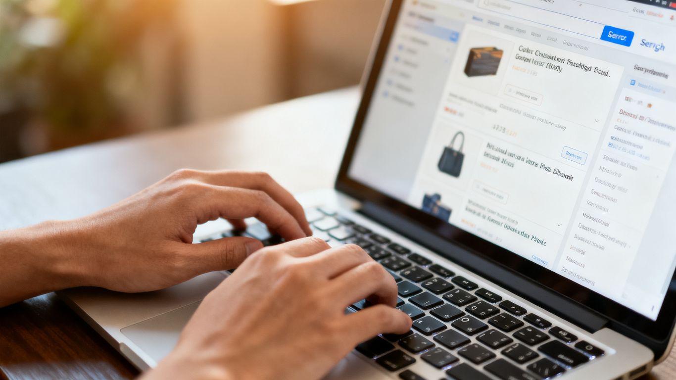 Amazon SEO keyword research on laptop screen