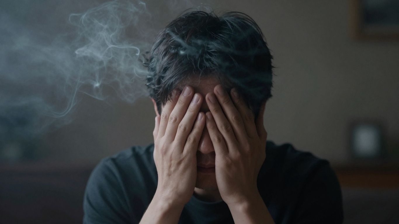Person looking sad with thoughts drifting away.