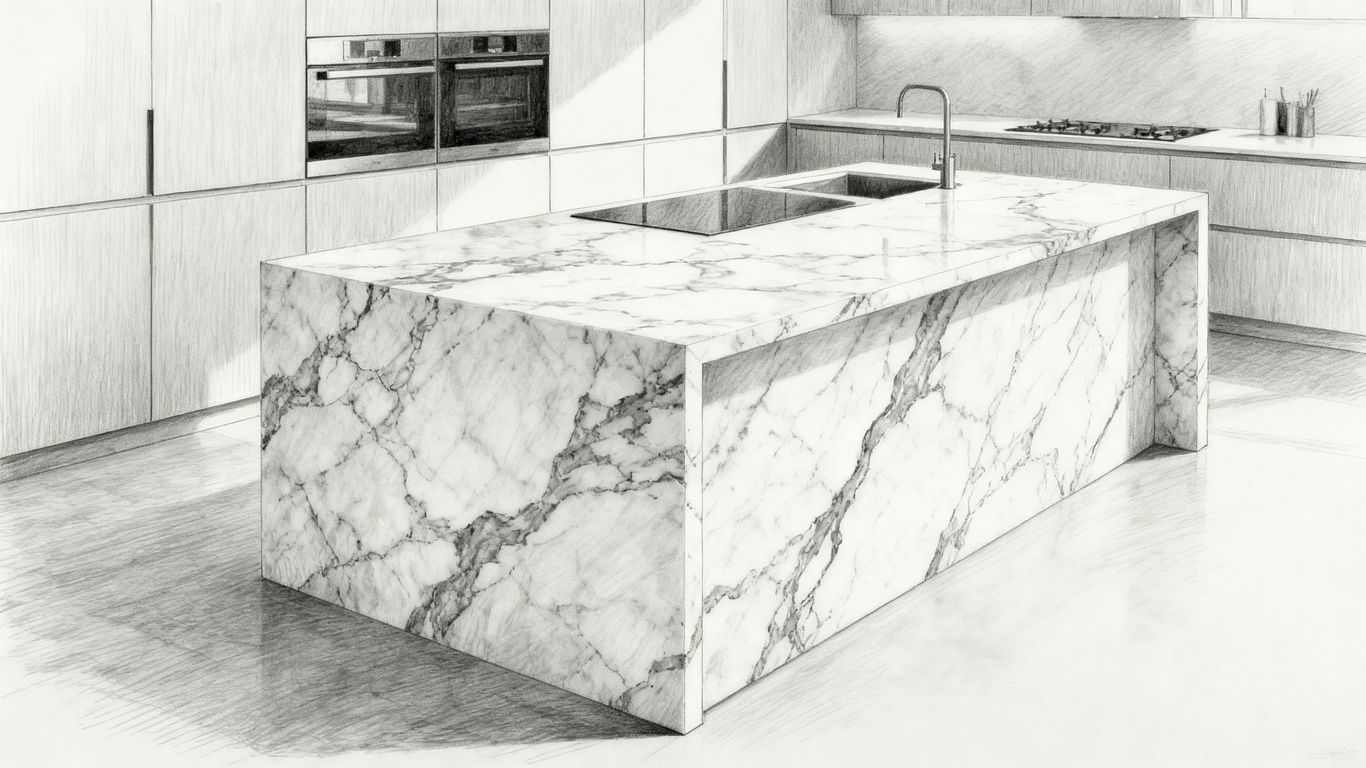 Luxury kitchen layout with marble