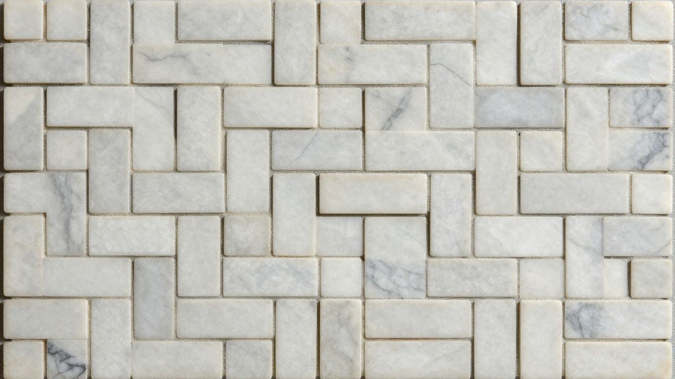 Classic basket weave marble mosaic tile pattern sketch.