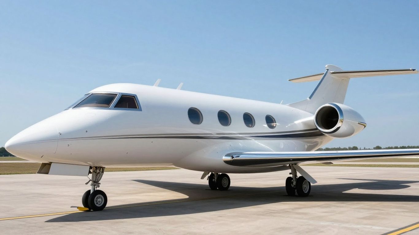Sleek private jet on tarmac