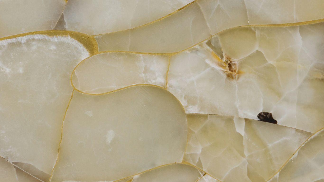 Close view of translucent onyx slab