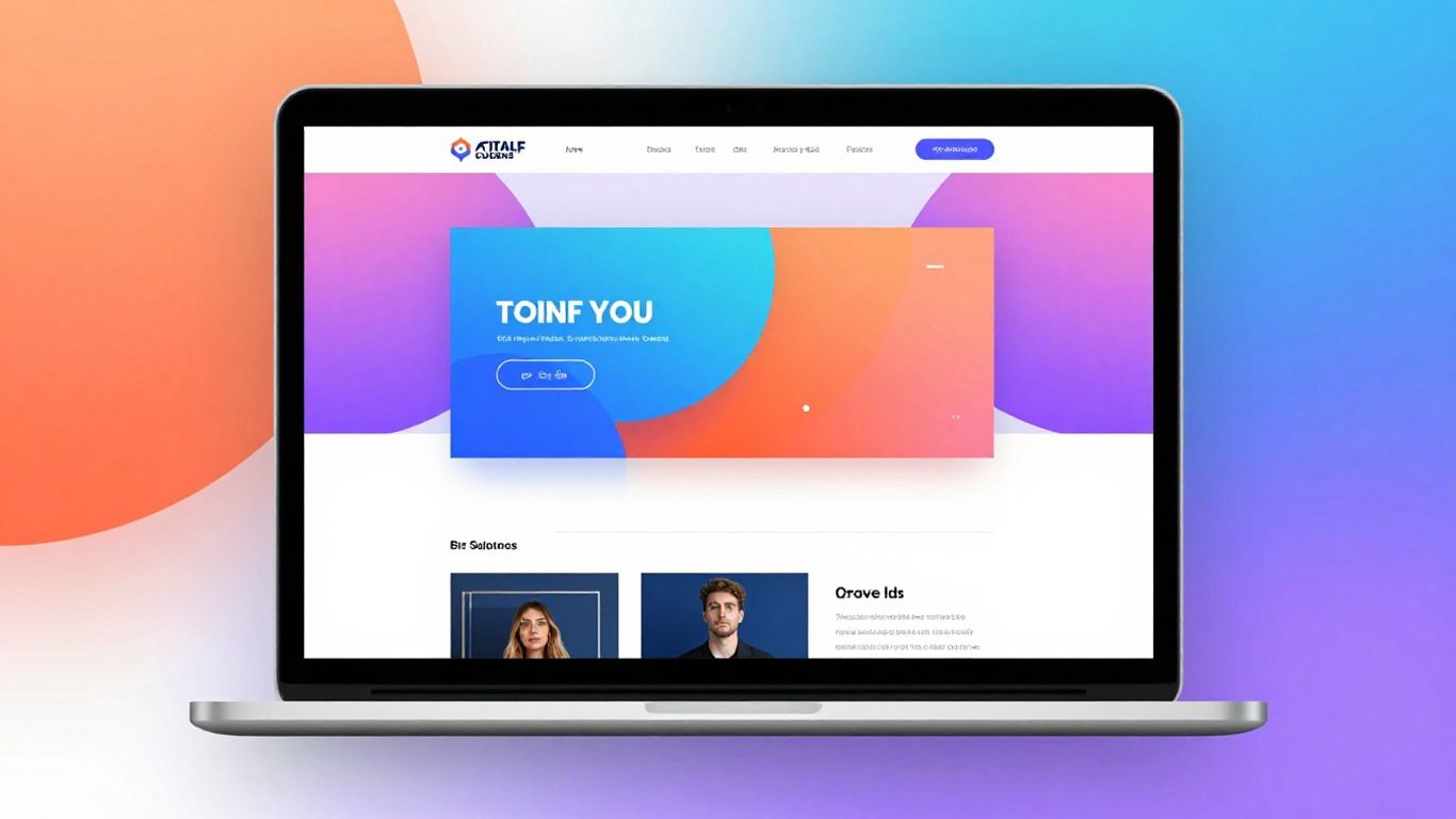 Modern website design interface with abstract background.
