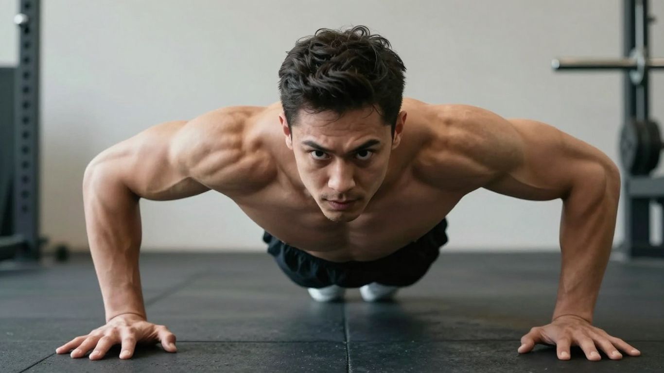 Person performing a hand release push-up exercise.