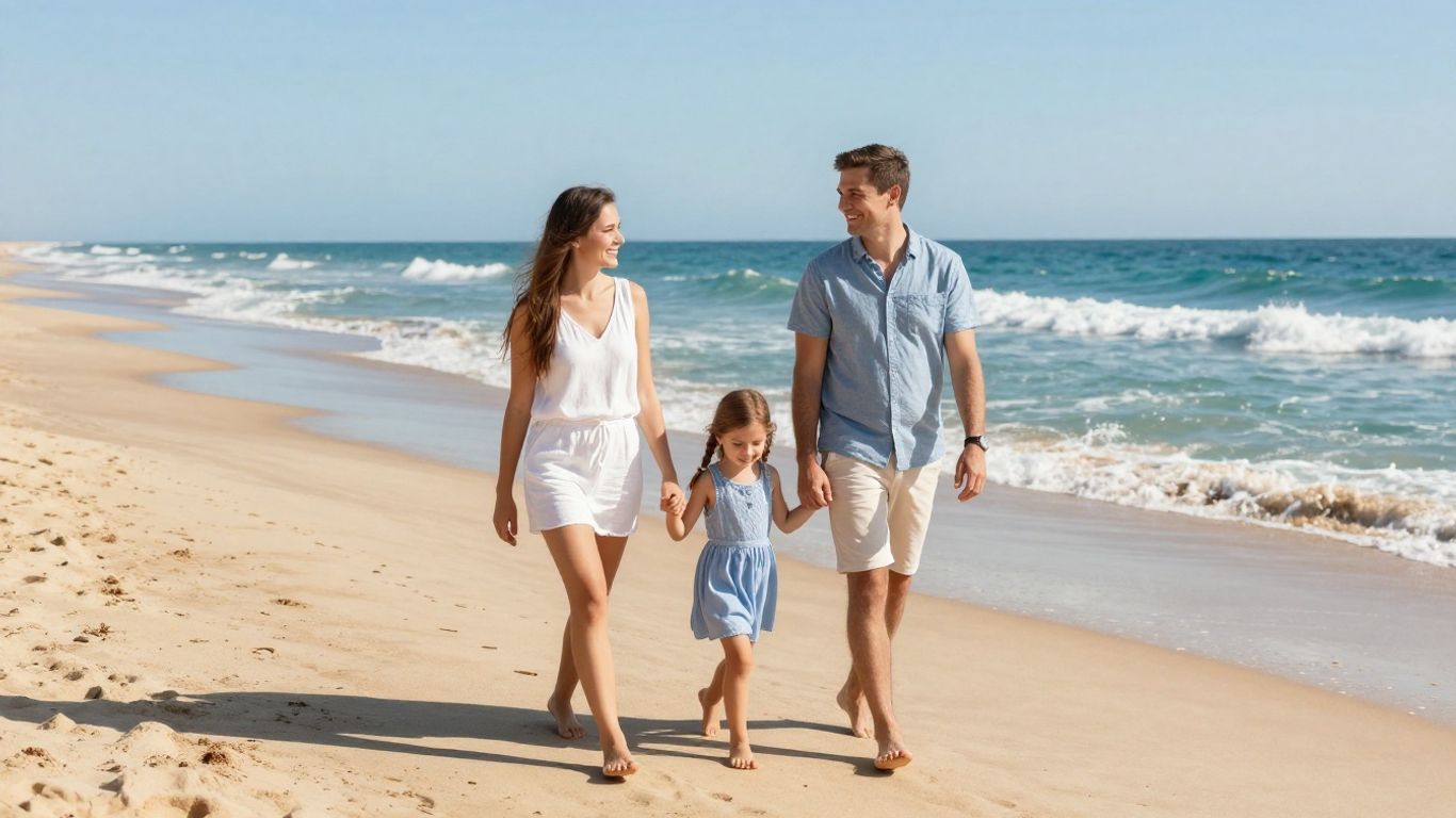 Family enjoying beach