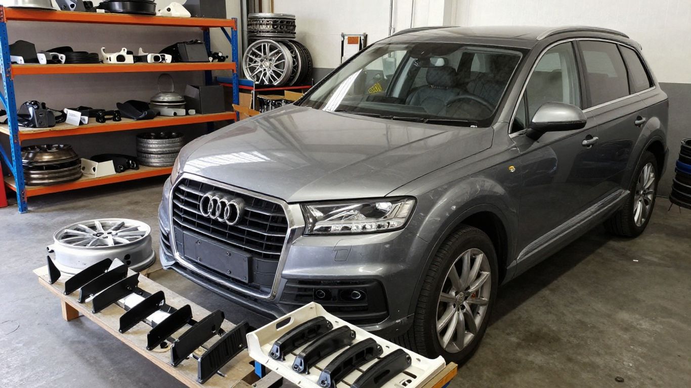Audi Q7 parts arranged in Melbourne workshop