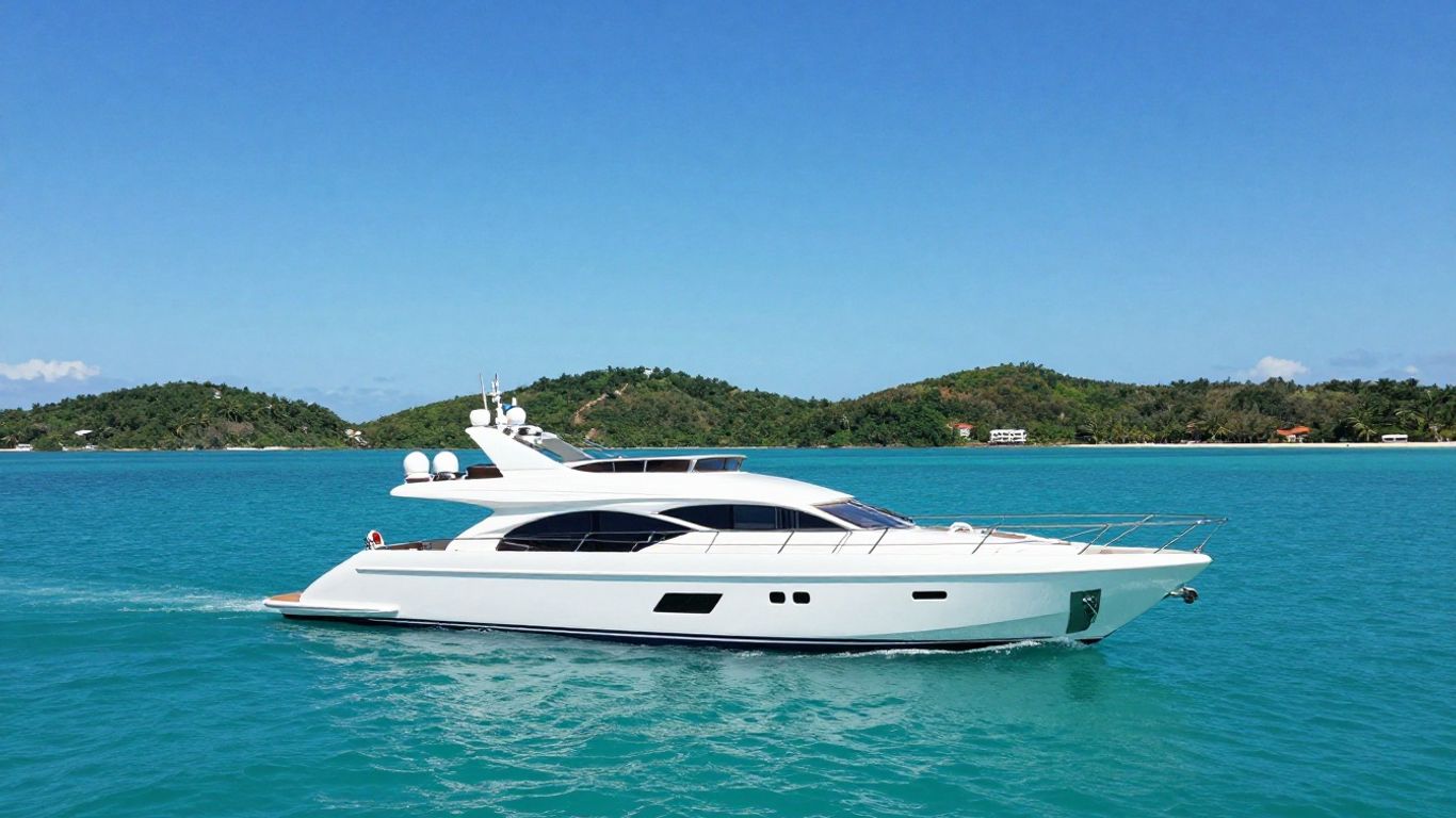 Luxury yacht M/Y Serenity sailing on a calm ocean.