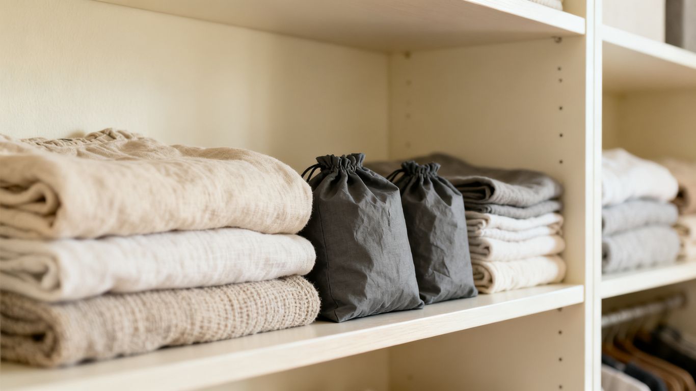 Charcoal bags strategically placed in a storage area