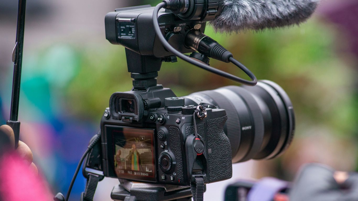 Camera and microphone ready for educational filming