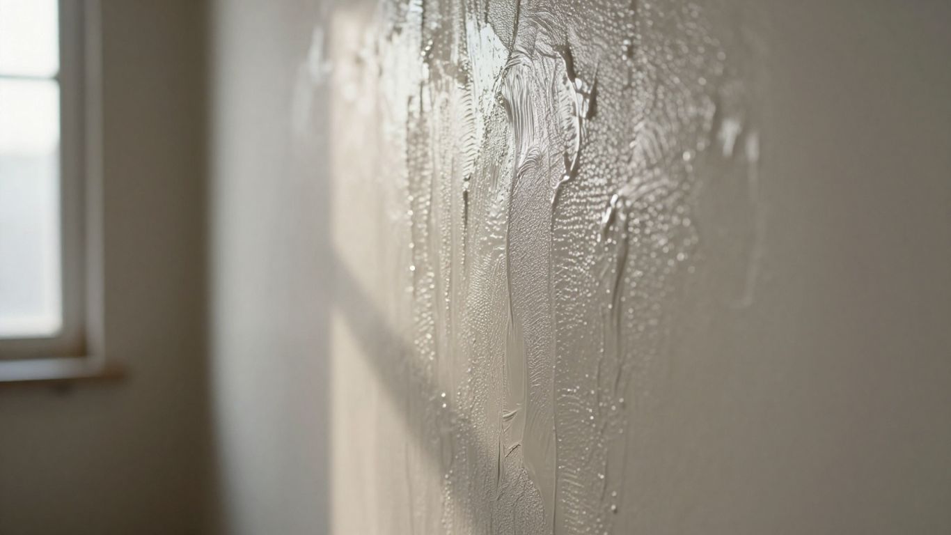 Freshly plastered wall with a wet sheen.