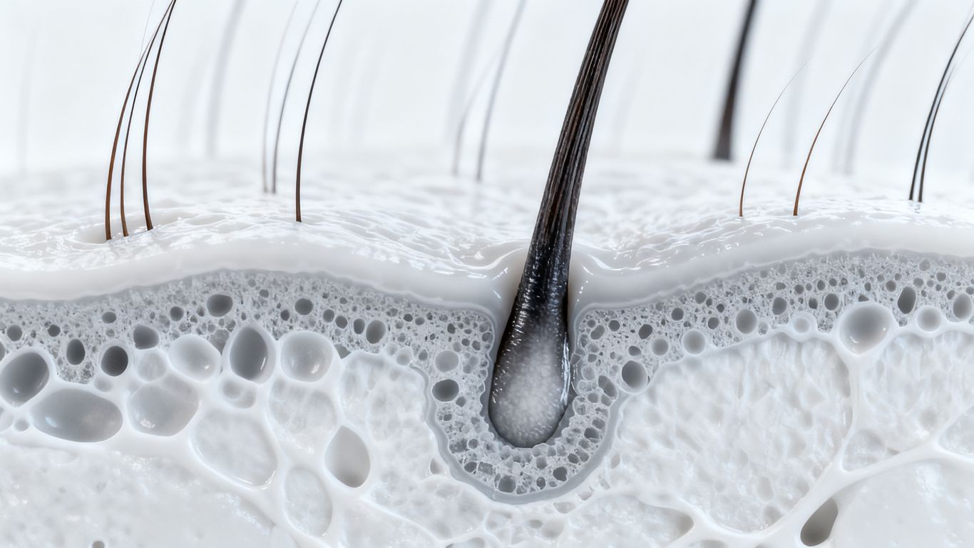 A close-up view of hair follicle simulation