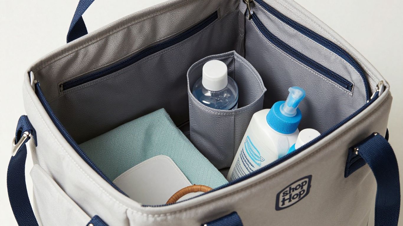 Stylish Skip Hop diaper bag tote with organized compartments.