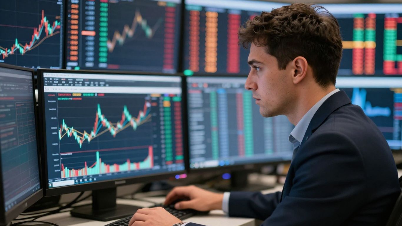 Forex trader focused on market activity.