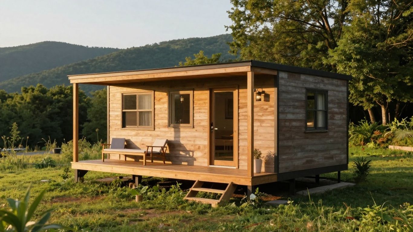 Virginia tiny home in a sunny landscape.