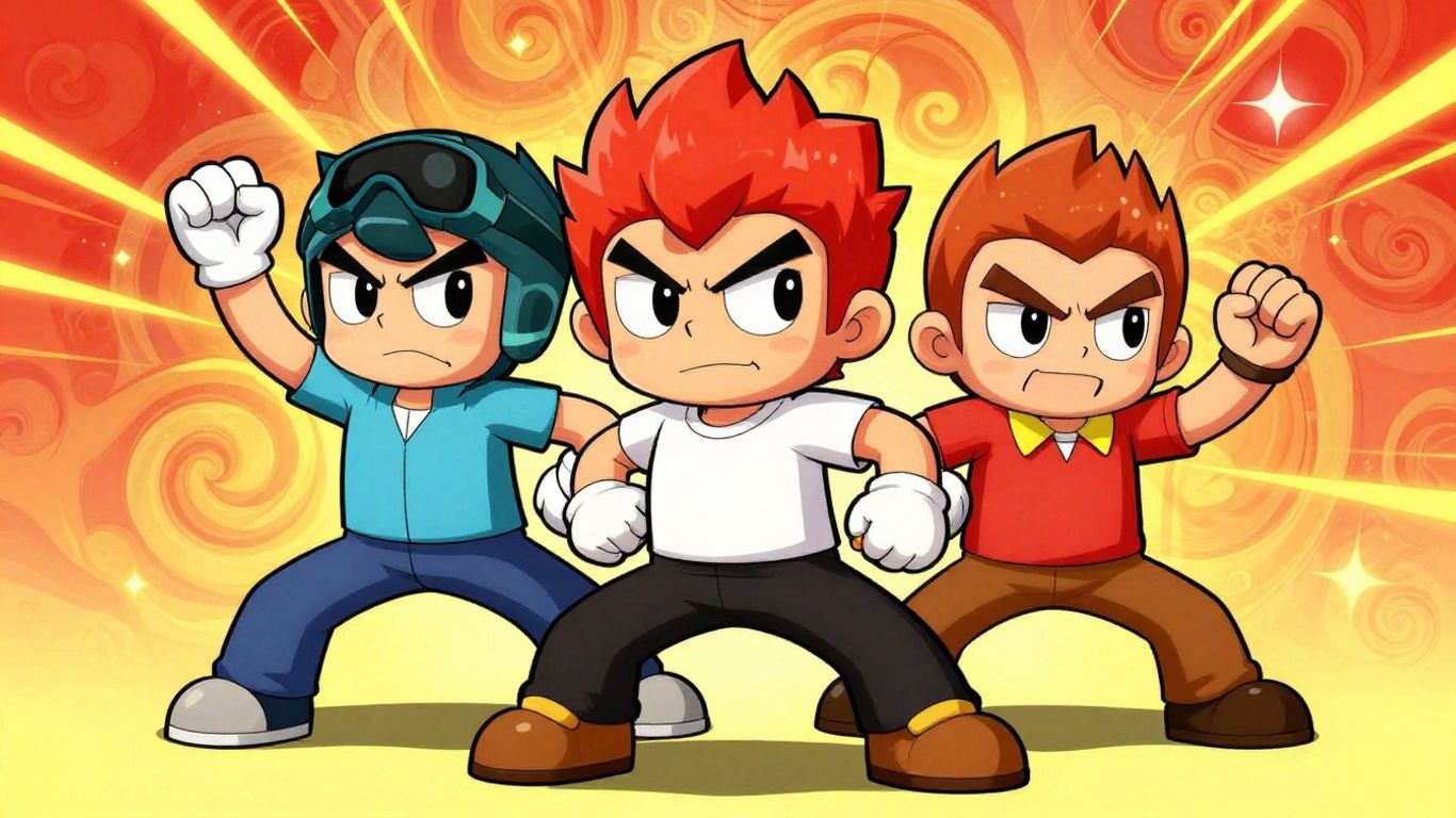 Cuphead and Mugman in a classic cartoon style.