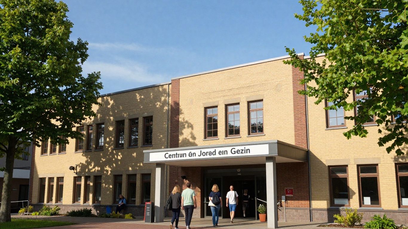Centrum Jeugd en Gezin Apeldoorn gebouw met groen en mensen