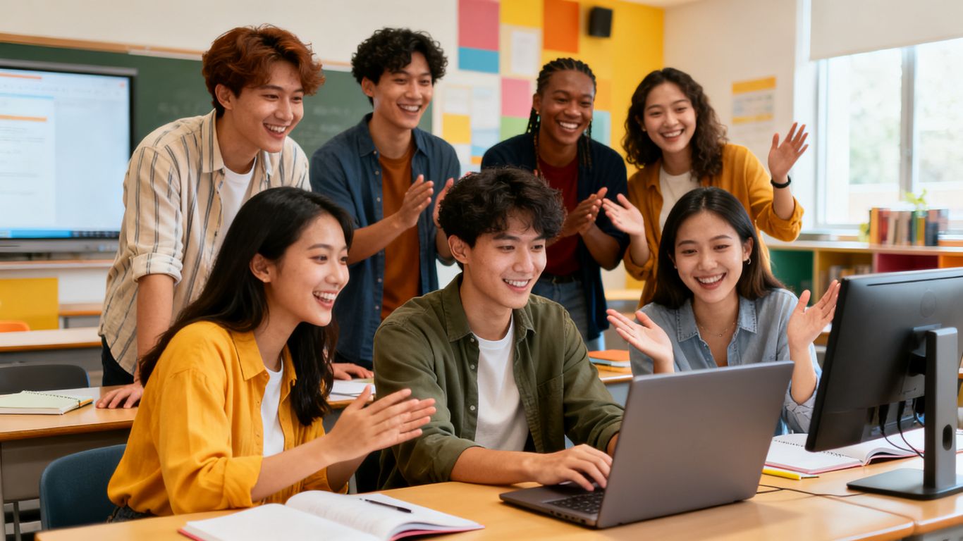 People connecting in an online class community.