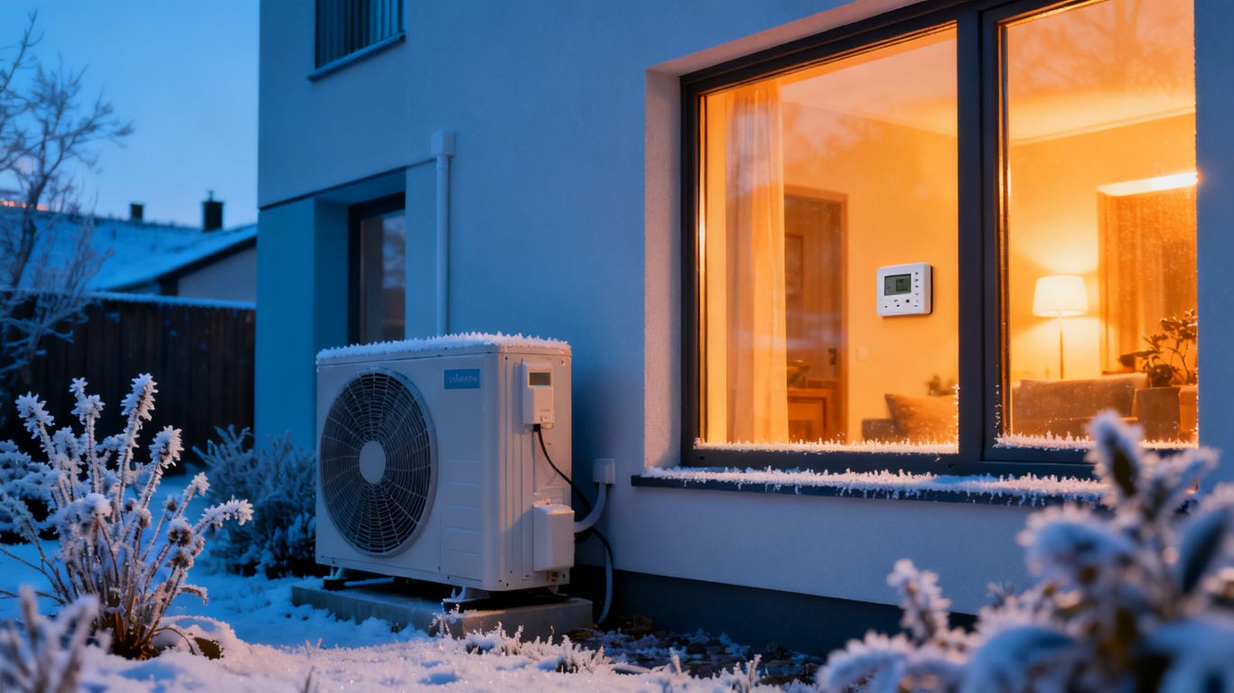 Thermostat et unité extérieure en hiver