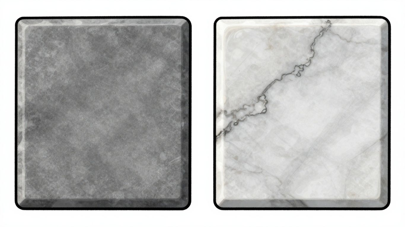 Honed vs polished marble finishes sketch