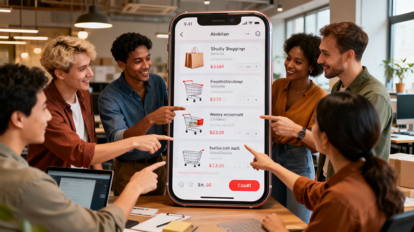 Ecommerce team tracing a mobile shopping journey