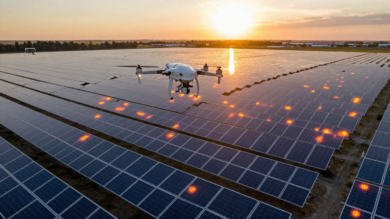 Drone thermal mapping of solar panels