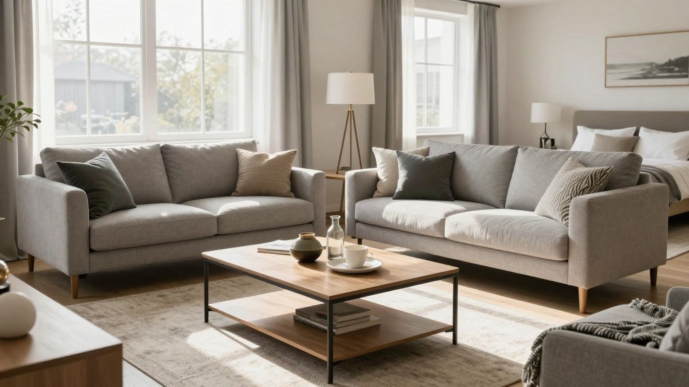 Modern Airbnb interior with stylish furniture and natural light.